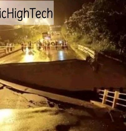 تصویری از خرابی یک پل در زلزله اخیر پرو که به بزرگی ۸ رخ داده است